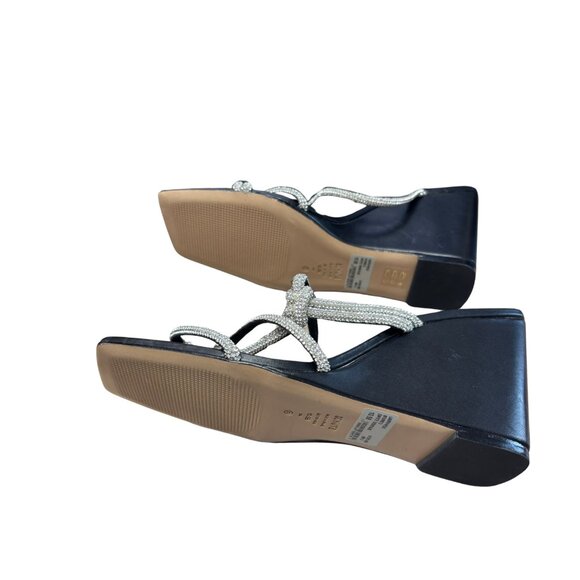 Schutz | Lauryn Wedged Sandal - Crystal Black Leather - Picture 6 of 9